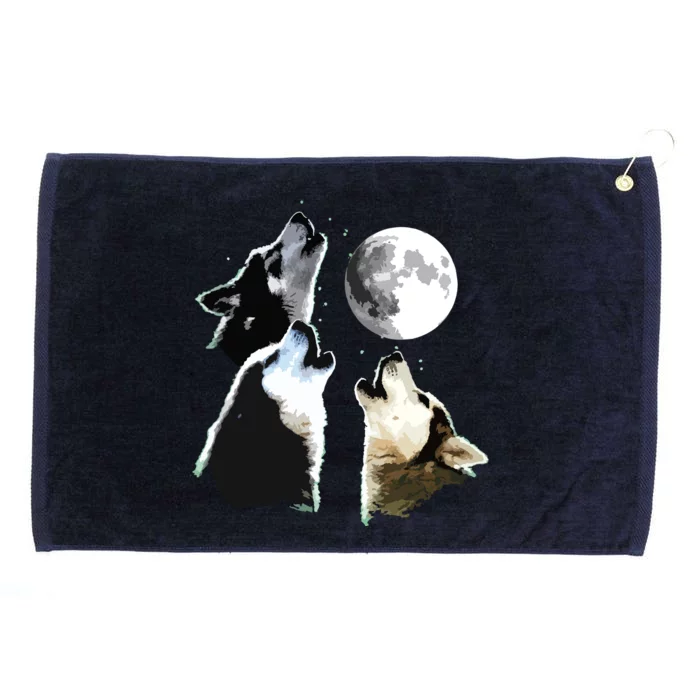 Siberian Husky Siberian Husky Howling At The Moon Grommeted Golf Towel