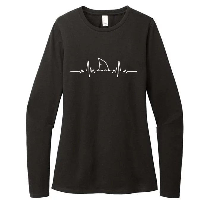 Shark Heartbeat Shark Lovers Fin Ocean Animal Womens CVC Long Sleeve Shirt