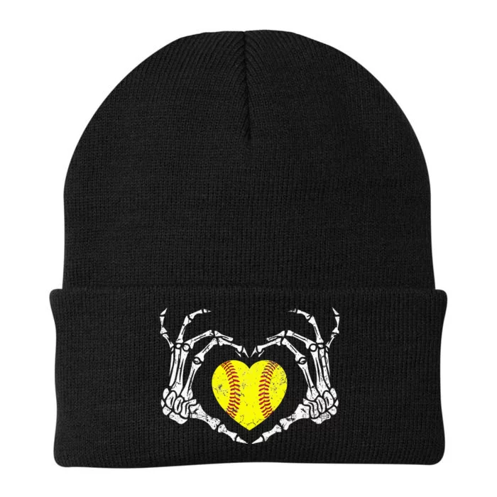 Softball Heart Skeleton Hand Halloween Costume Knit Cap Winter Beanie