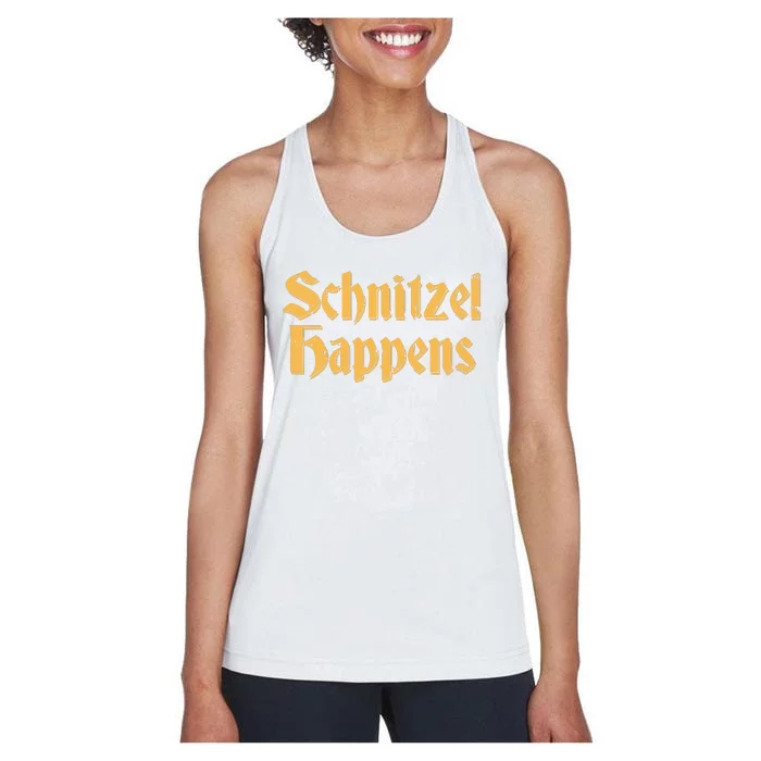 Schnitzel Happens Shirts Funny Vintage Oktoberfest German Women's Racerback Tank