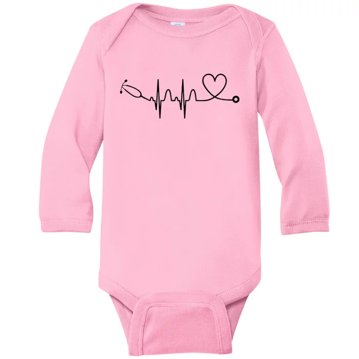 Stethoscope Heartbeat Stethoscope Gift For Doctor & Nurse Baby Long Sleeve Bodysuit