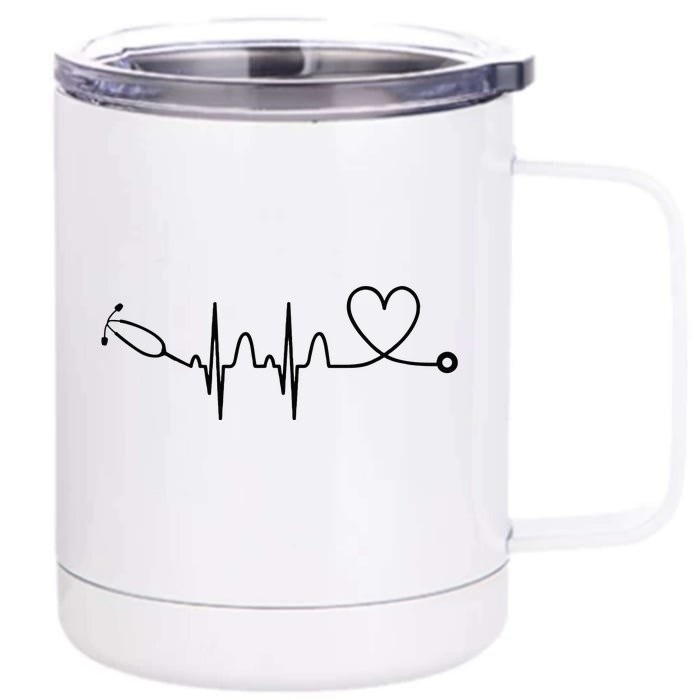 Stethoscope Heartbeat Stethoscope Gift For Doctor & Nurse Front & Back 12oz Stainless Steel Tumbler Cup