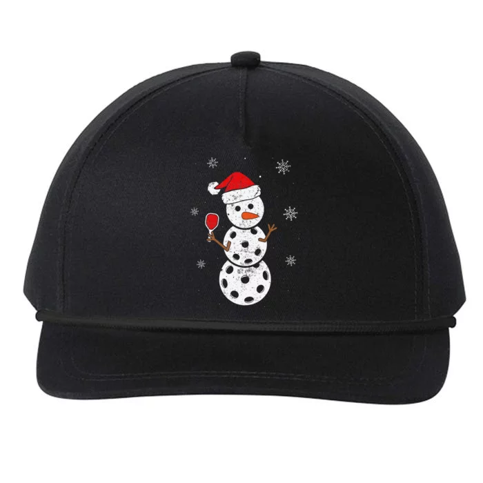 Santa Hat Snowman Gifts For Xmas Pickleball Snapback Five-Panel Rope Hat