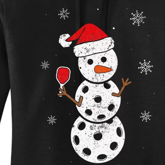 Santa Hat Snowman Gifts For Xmas Pickleball Women's Pullover Hoodie