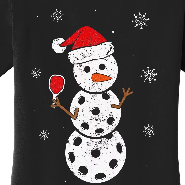 Santa Hat Snowman Gifts For Xmas Pickleball Women's T-Shirt