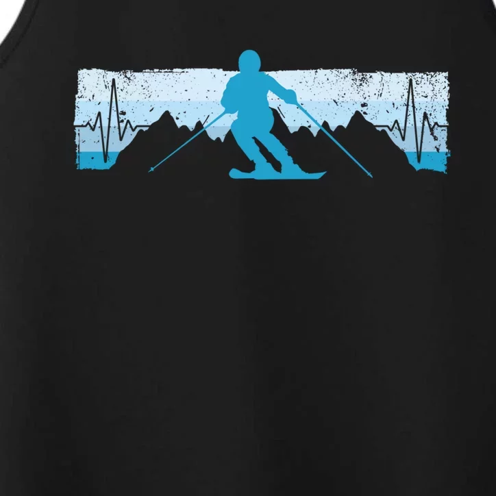 Skiing Heartbeat Ski Gift For Skiers Gift Performance Tank