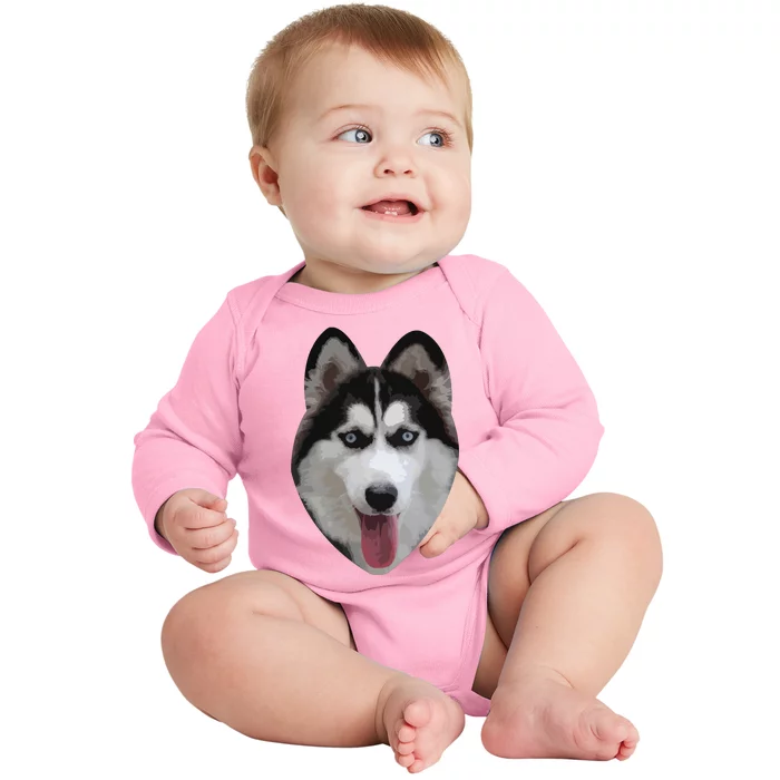 Siberian Husky Baby Long Sleeve Bodysuit