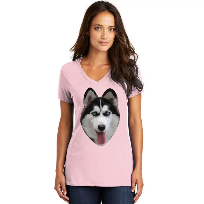 Siberian Husky Women's V-Neck T-Shirt