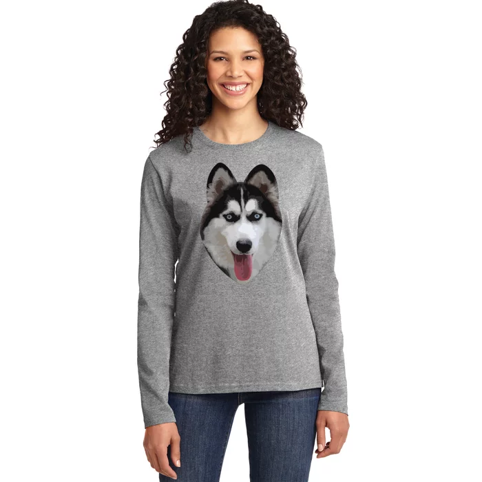 Siberian Husky Ladies Long Sleeve Shirt