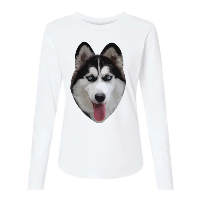 Siberian Husky Womens Cotton Relaxed Long Sleeve T-Shirt