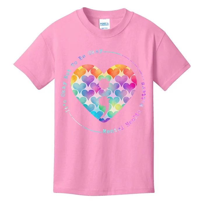 Semicolon Heart Suicide Prevention Mental Health Awareness Kids T-Shirt