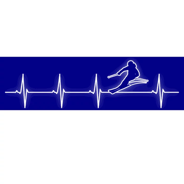 Skiing Heartbeat Skier Funny Gift Cute Gift Bumper Sticker