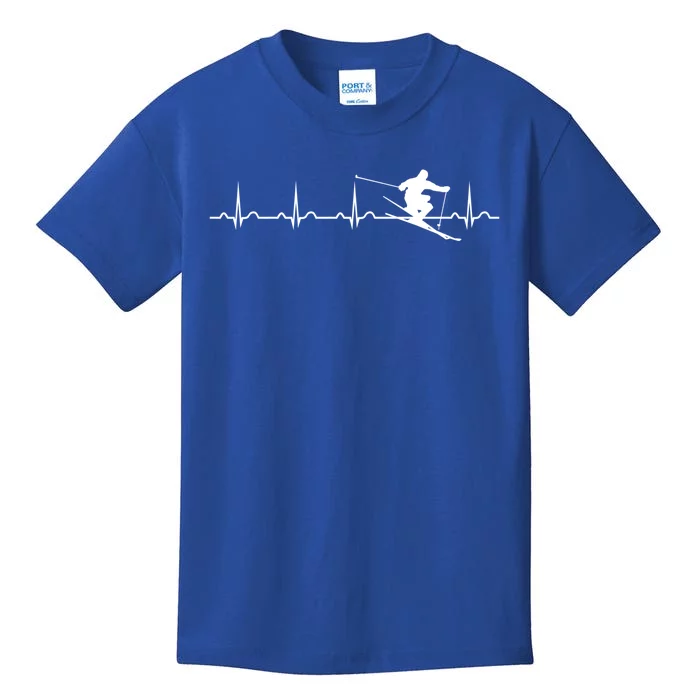 Skiing Heartbeat Skier Ski Freeride Gift Kids T-Shirt