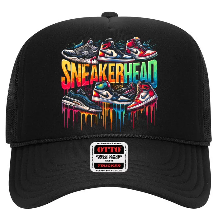 Sneaker Head Streetwear Style High Crown Mesh Trucker Hat