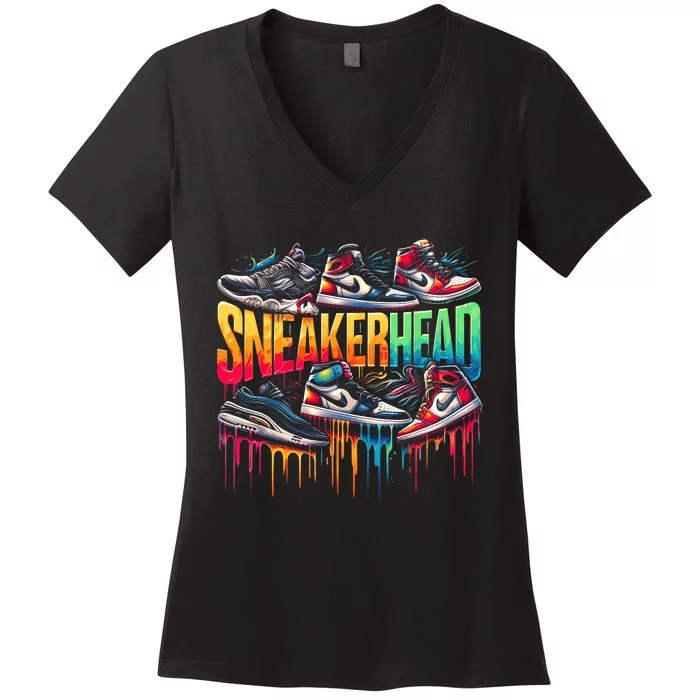 Sneaker Head Streetwear Style Women's V-Neck T-Shirt