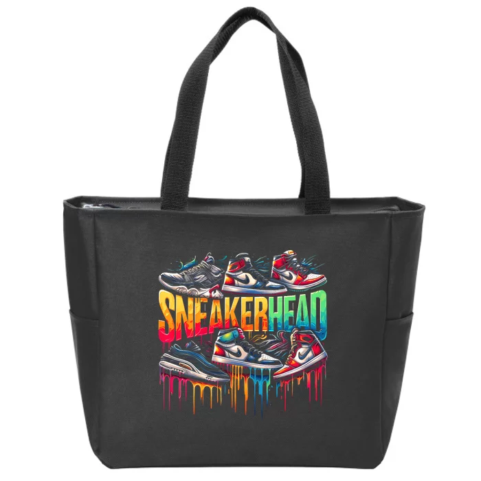 Sneaker Head Streetwear Style Zip Tote Bag