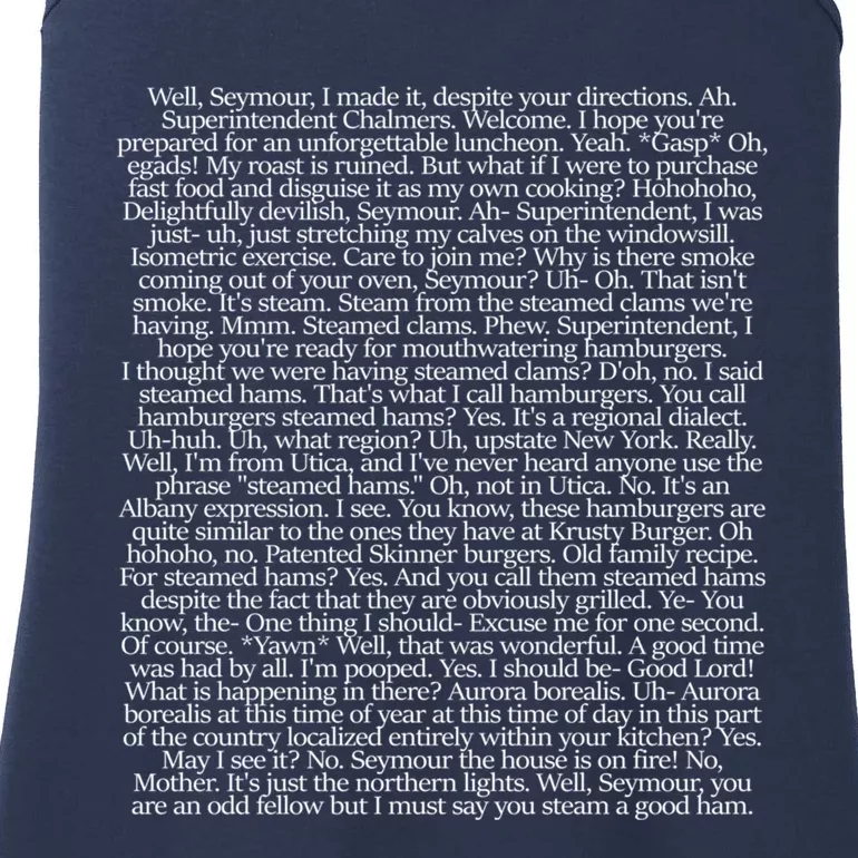 Steamed Hams Script Funny Text Ladies Essential Tank