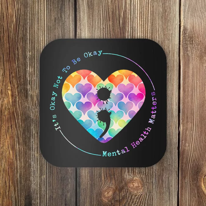 Semicolon Heart Suicide Prevention Mental Health Awareness Coaster