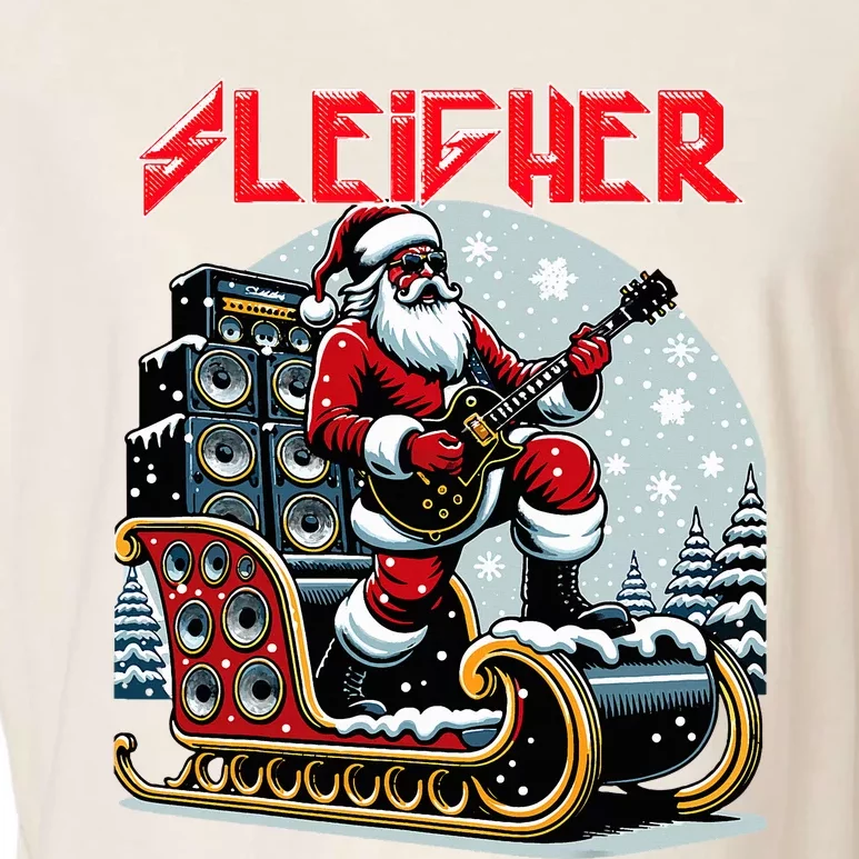 Sleigher Hail Santa Heavy Metal Christmas Rock Xmas Art Garment-Dyed Women's Muscle Tee