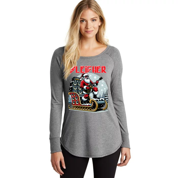 Sleigher Hail Santa Heavy Metal Christmas Rock Xmas Art Women's Perfect Tri Tunic Long Sleeve Shirt