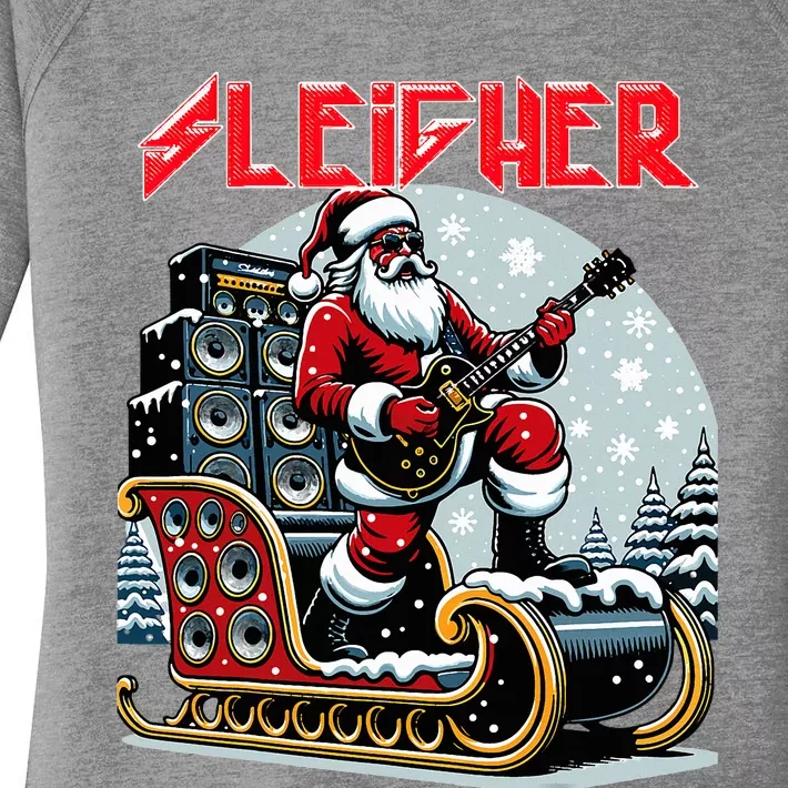 Sleigher Hail Santa Heavy Metal Christmas Rock Xmas Art Women's Perfect Tri Tunic Long Sleeve Shirt