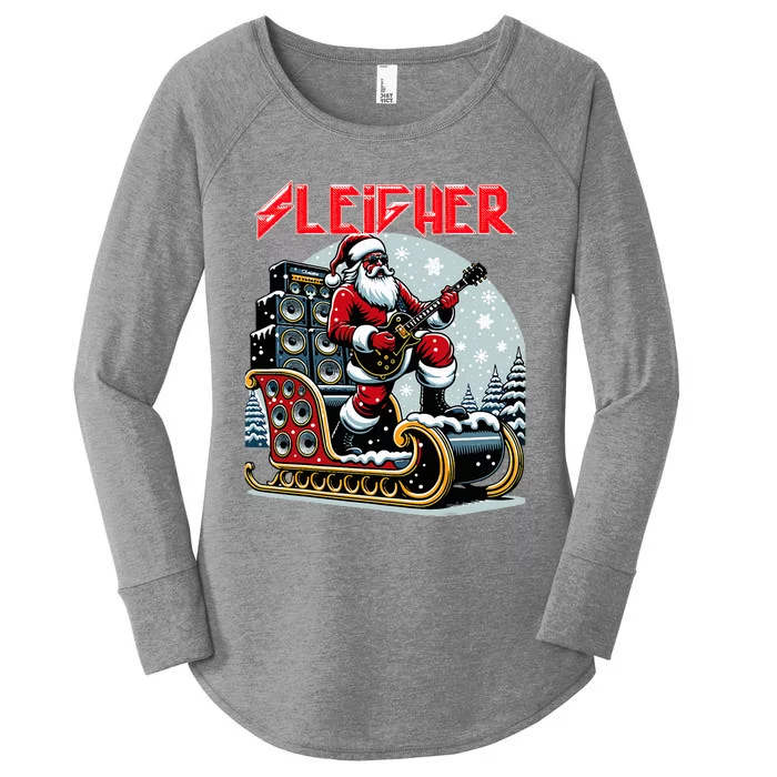 Sleigher Hail Santa Heavy Metal Christmas Rock Xmas Art Women's Perfect Tri Tunic Long Sleeve Shirt