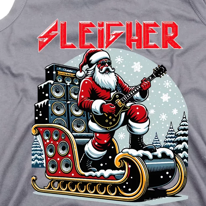 Sleigher Hail Santa Heavy Metal Christmas Rock Xmas Art Tank Top