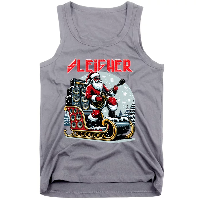 Sleigher Hail Santa Heavy Metal Christmas Rock Xmas Art Tank Top