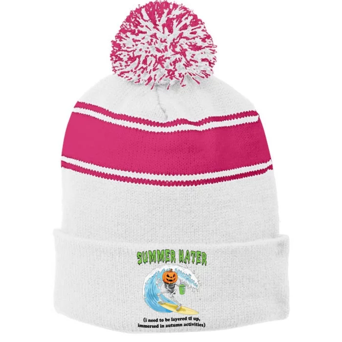 Summer Hater Stripe Pom Pom Beanie