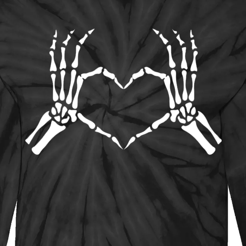 Skeletons Hands Shaped Heart Halloween Tie-Dye Long Sleeve Shirt