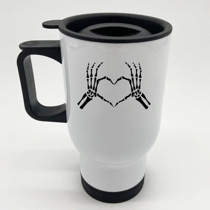 Skeletons Hands Shaped Heart Halloween Front & Back Stainless Steel Travel Mug