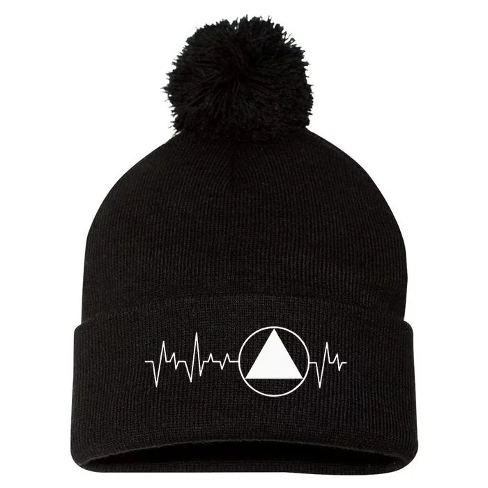 Sobriety Heartbeat Sober Recovery Abstinence Aa Na Pom Pom 12in Knit Beanie