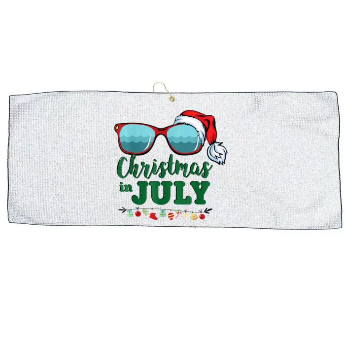 Santa Hat Sunglasses Summer Christmas In July Gift Large Microfiber Waffle Golf Towel