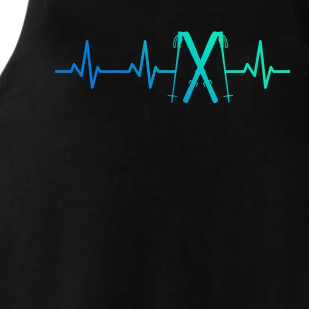 Skiing Heartbeat Skiing Enthusiast Gift Ladies Tri-Blend Wicking Tank