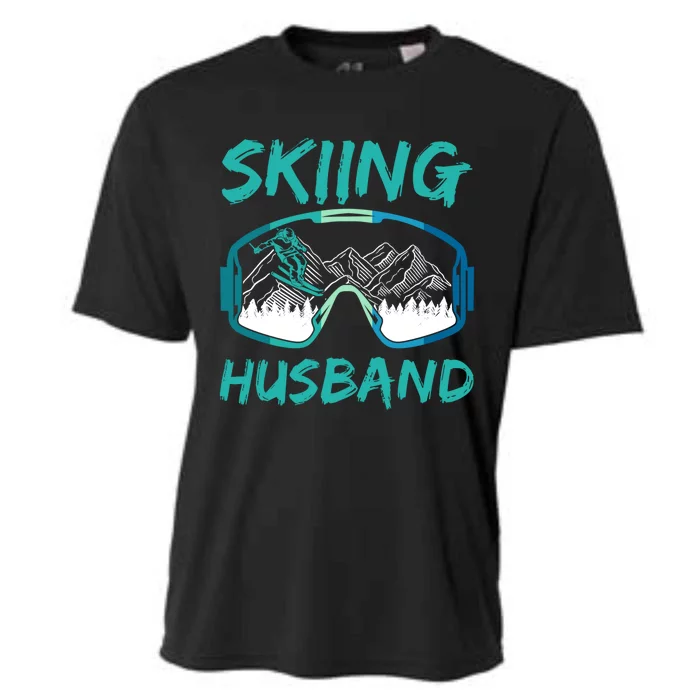 Skiing Husband Skier Lover Winter Sports Ski Gift Cooling Performance Crew T-Shirt