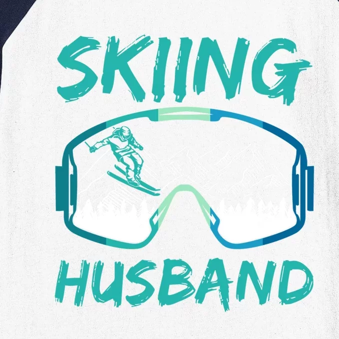 Skiing Husband Skier Lover Winter Sports Ski Gift Baseball Sleeve Shirt