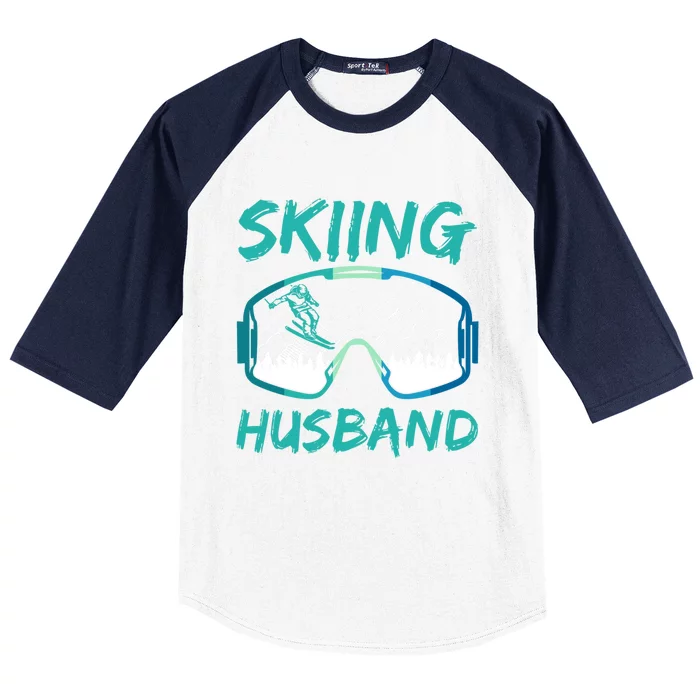 Skiing Husband Skier Lover Winter Sports Ski Gift Baseball Sleeve Shirt