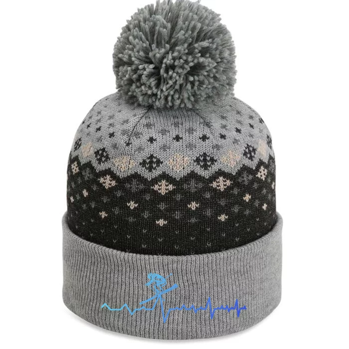 Skier Heartbeat Ski Instructor Winter Sport Skiing Ski Cool Gift The Baniff Cuffed Pom Beanie