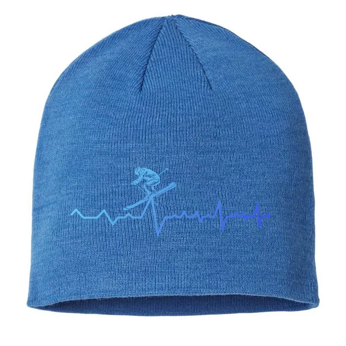 Skier Heartbeat Ski Instructor Winter Sport Skiing Ski Cool Gift 8 1/2in Sustainable Knit Beanie