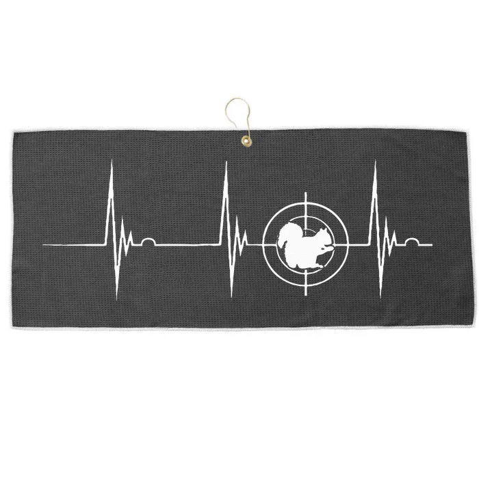 Squirrel Hunter Target Heartbeat EKG Pulse Squirrel Hunting Large Microfiber Waffle Golf Towel