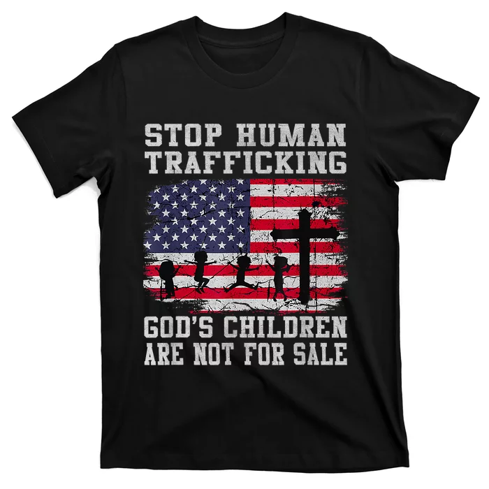 Stop Human Trafficking Gods Children Are Not For Sale America Flag T-Shirt