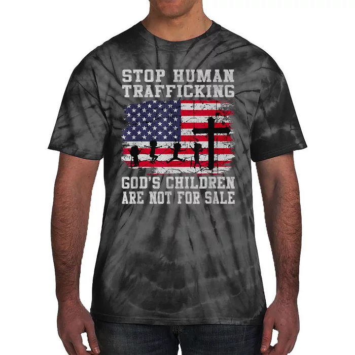 Stop Human Trafficking Gods Children Are Not For Sale America Flag Tie-Dye T-Shirt