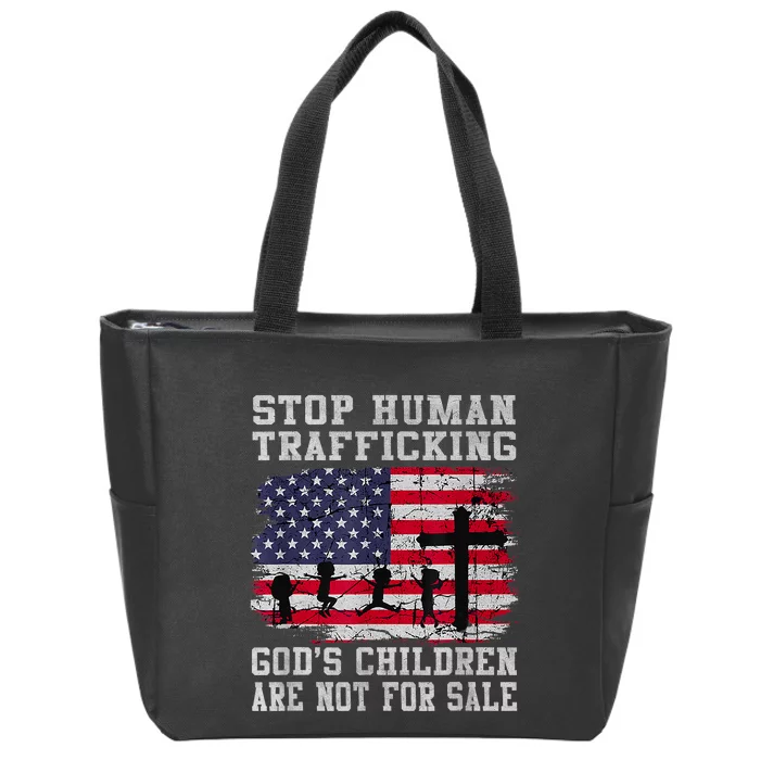 Stop Human Trafficking Gods Children Are Not For Sale America Flag Zip Tote Bag