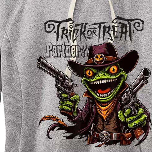 Scary Halloween Trick Or Treat Partner Spooky Cowboy Frog Women's Fleece Hoodie