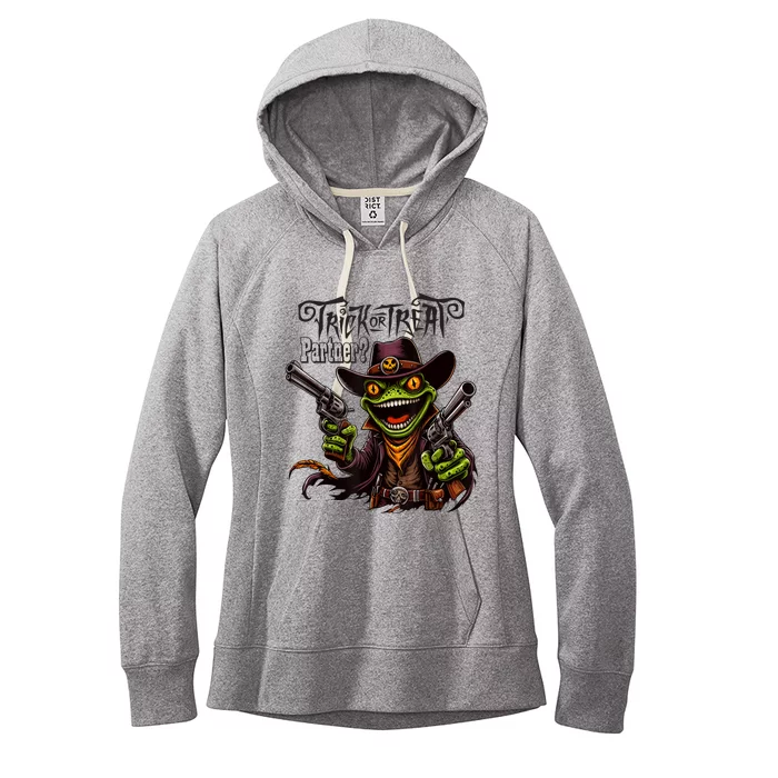 Scary Halloween Trick Or Treat Partner Spooky Cowboy Frog Women's Fleece Hoodie