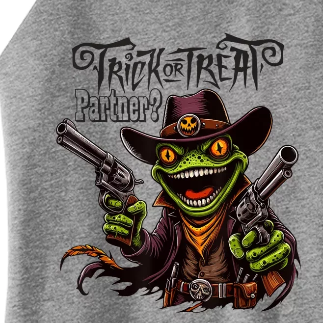 Scary Halloween Trick Or Treat Partner Spooky Cowboy Frog Women’s Perfect Tri Rocker Tank