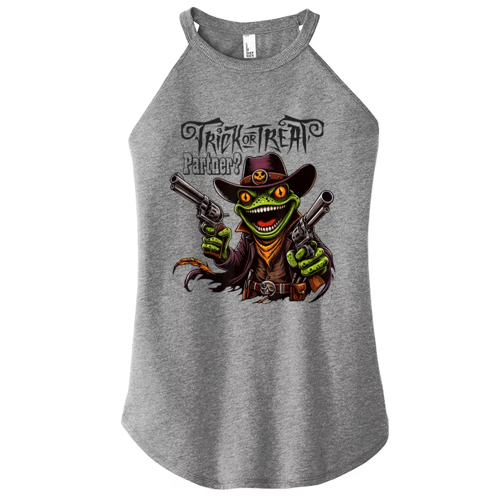 Scary Halloween Trick Or Treat Partner Spooky Cowboy Frog Women’s Perfect Tri Rocker Tank