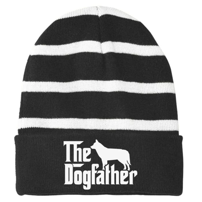 Siberian Husky The Dogfather Striped Beanie with Solid Band