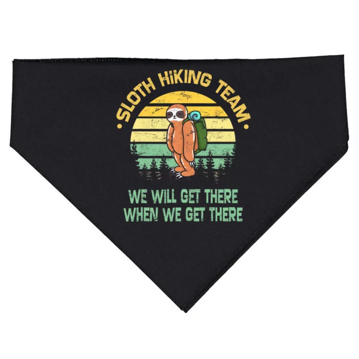 Sloth Hiking Team Hiker Camper Funny Retro USA-Made Doggie Bandana