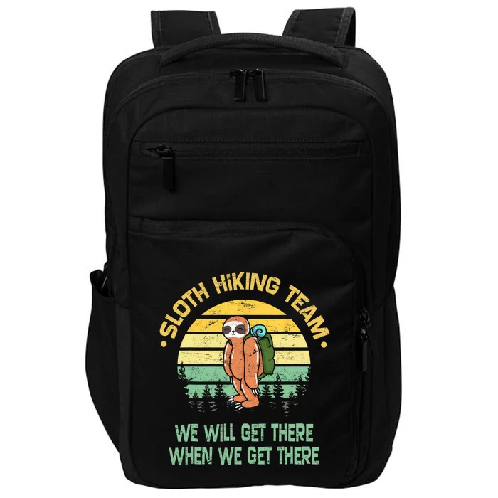 Sloth Hiking Team Hiker Camper Funny Retro Impact Tech Backpack